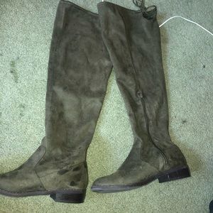 Olive Green Suede Boots